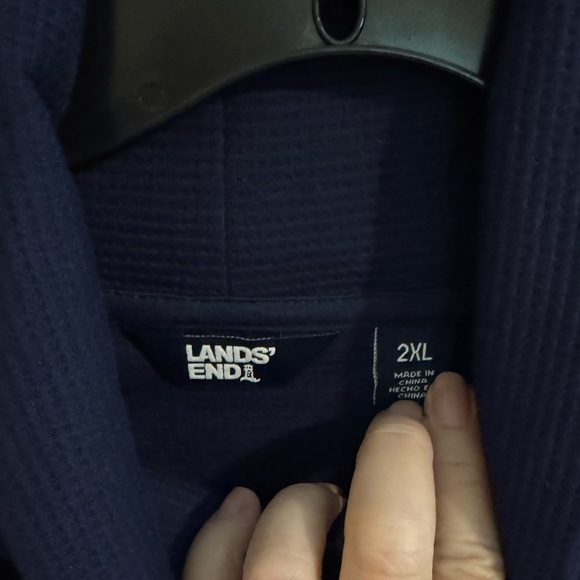 Lands' End New Women's Long Sleeve Waffle Funnel Neck Top Navy Plus 2X - Picture 6 of 11